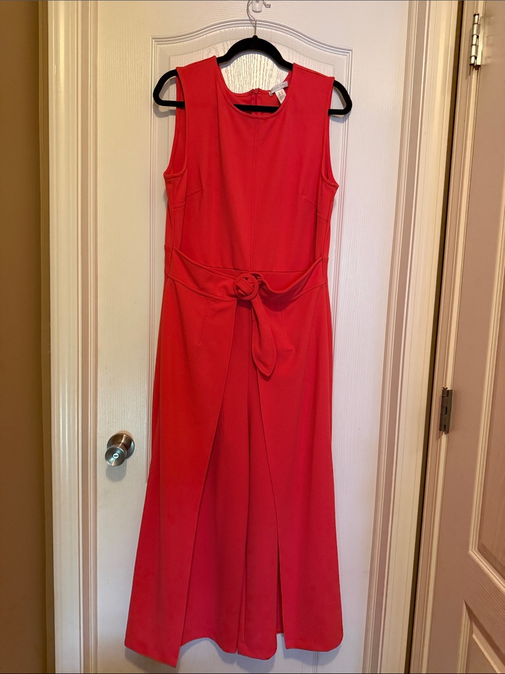 Sleeveless Orange Belted Pantsuit Jumper